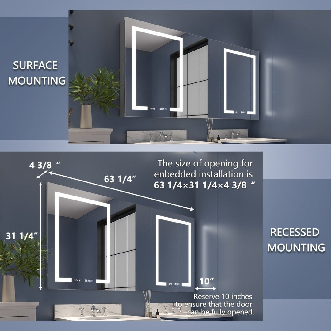 Boost-M2 64x32 Combination Medicine Cabinet with Mirror LED Light and Shelves Image 3