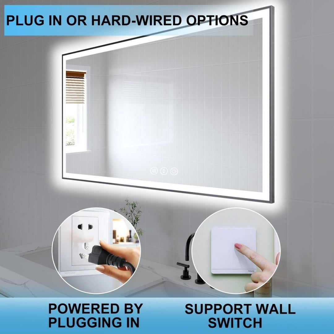 Apex-Noir 84x40 Framed LED Bathroom Mirror Matte Black Anti-Fog Dimmable Image 7