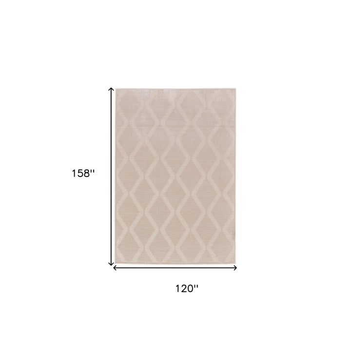 10 X 13 Ivory And Tan Geometric Stain Resistant Area Rug Image 4