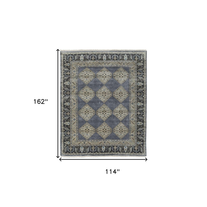 10 X 13 Blue Gray And Taupe Wool Floral Hand Knotted Stain Resistant Area Rug Image 3