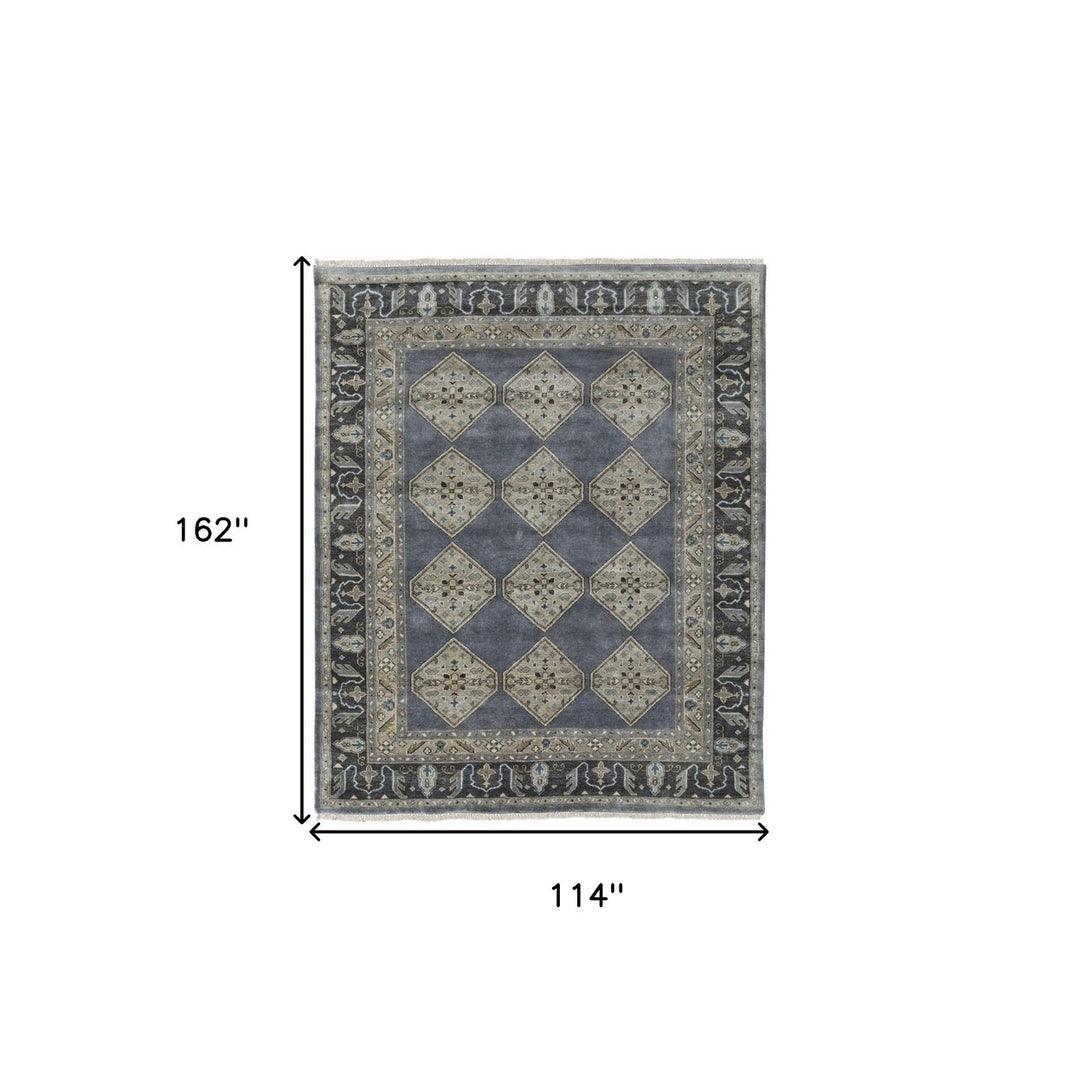 10 X 13 Blue Gray And Taupe Wool Floral Hand Knotted Stain Resistant Area Rug Image 1