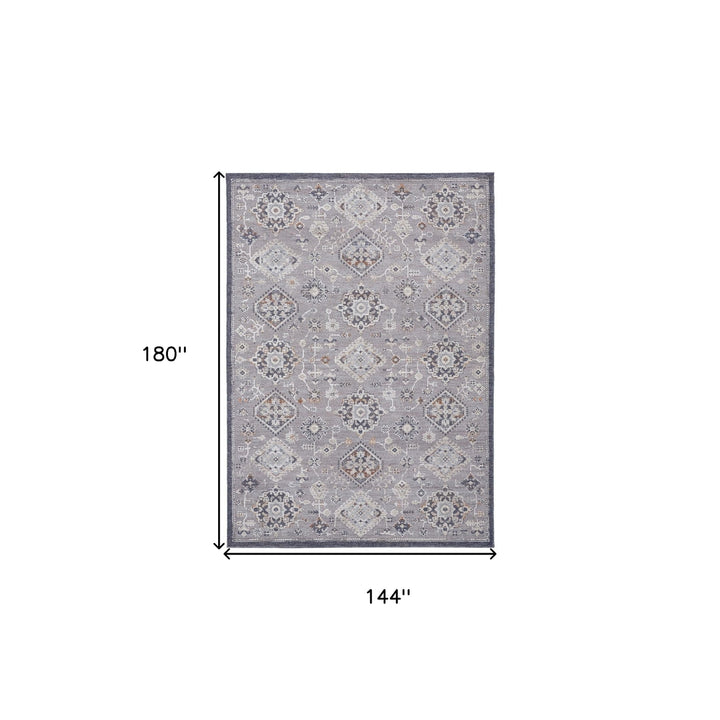 12 X 15 Gray Floral Power Loom Stain Resistant Area Rug Image 3