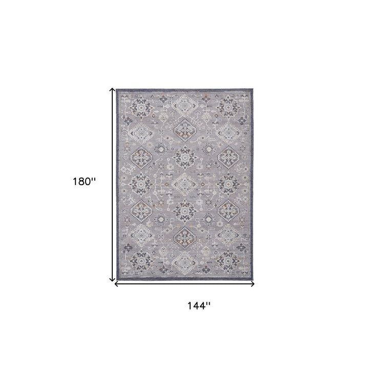 12 X 15 Gray Floral Power Loom Stain Resistant Area Rug Image 1