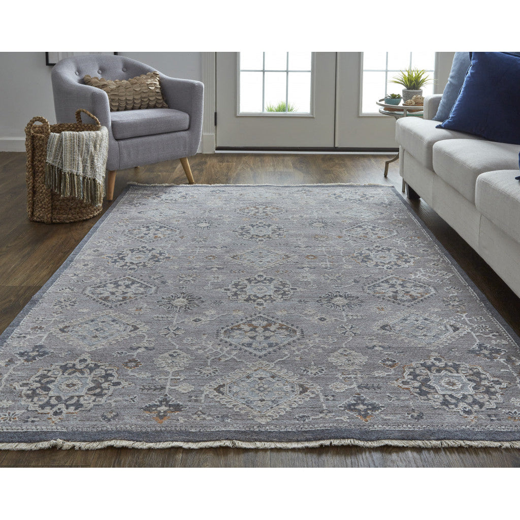 12 X 15 Gray Floral Power Loom Stain Resistant Area Rug Image 12