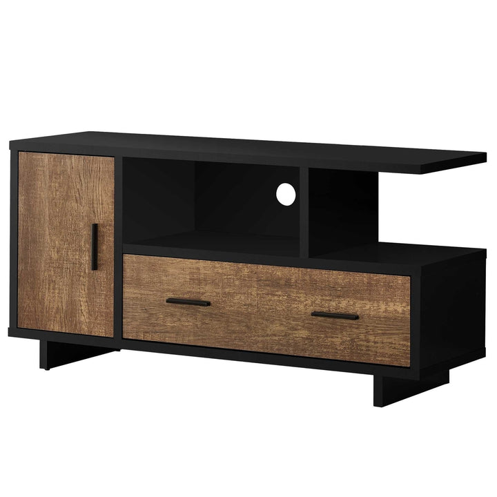 16" Brown and Black Cabinet Enclosed Storage TV Stand Image 9