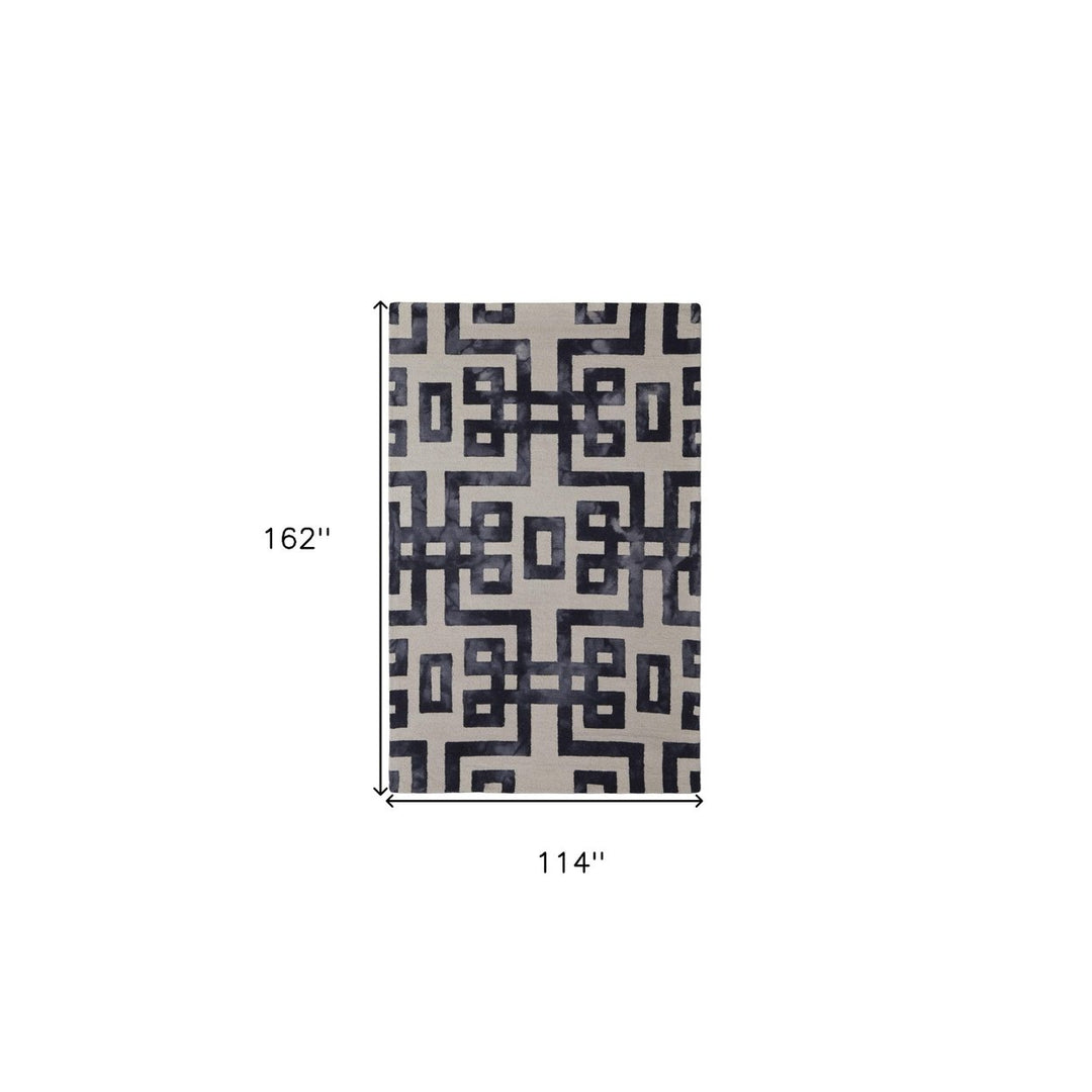 10 X 14 Ivory And Black Wool Tufted Handmade Area Rug Image 2