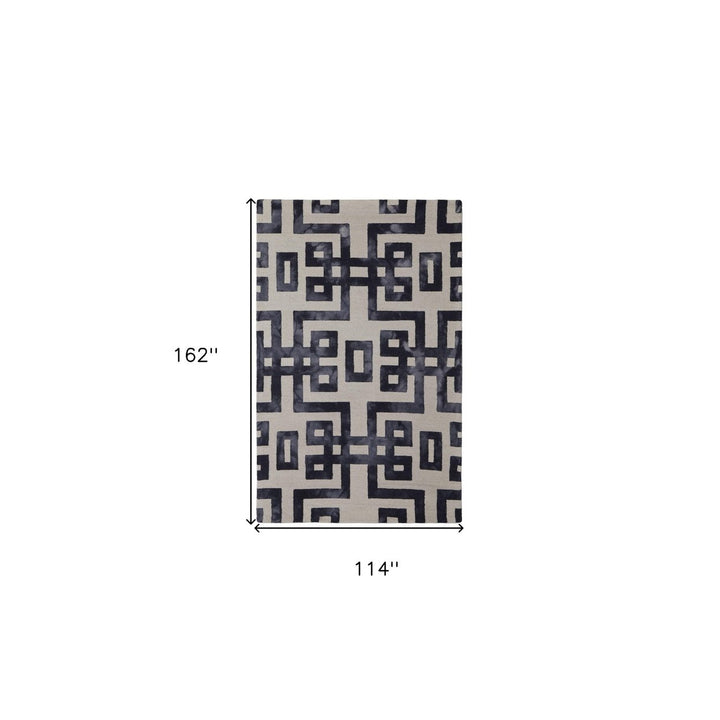 10 X 14 Ivory And Black Wool Tufted Handmade Area Rug Image 2