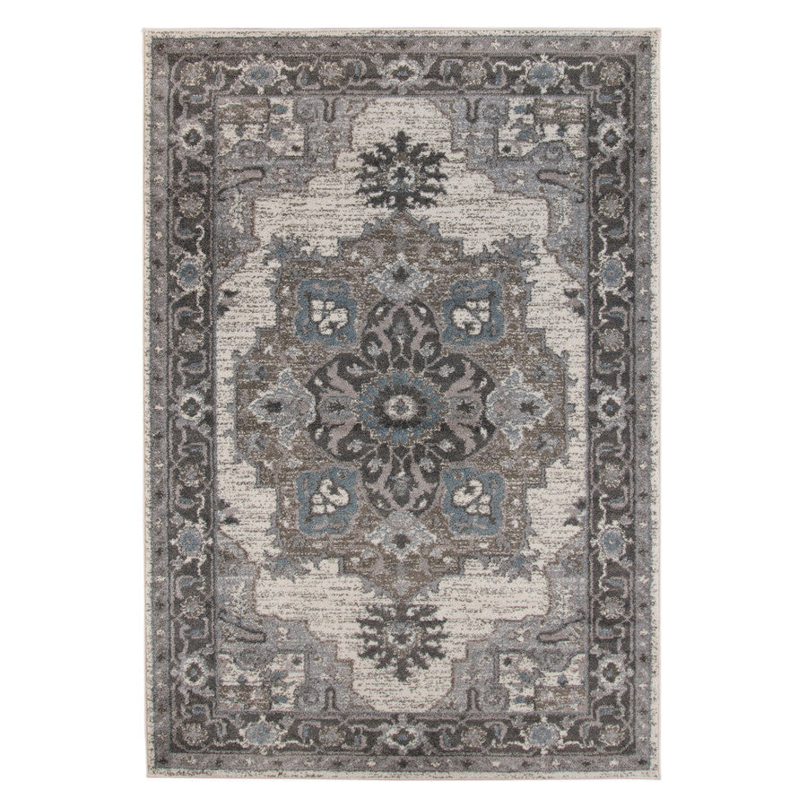 8 x 10 Taupe Medallion Power Loom Area Rug Image 1