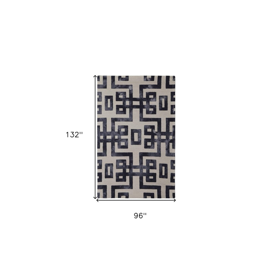 10 X 14 Ivory And Black Wool Tufted Handmade Area Rug Image 5