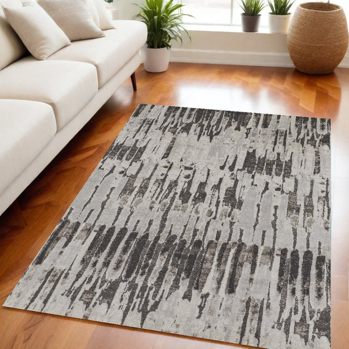 10 x 14 Gray and Ivory Abstract Power Loom Area Rug Image 3