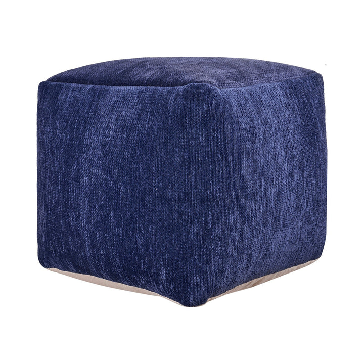 18" Gray Chenille Cube Pouf Ottoman Image 1