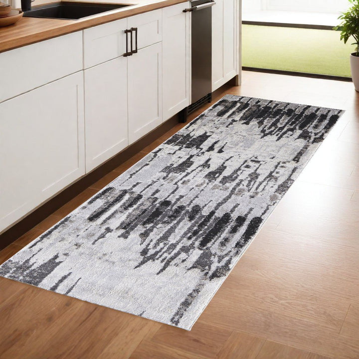 10 x 14 Gray and Ivory Abstract Power Loom Area Rug Image 7