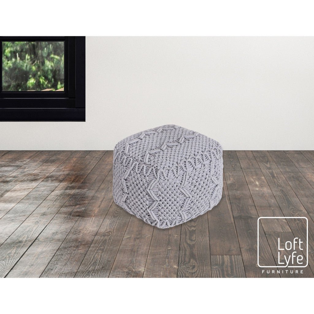 18" Black Cotton Blend Pouf Ottoman Image 12