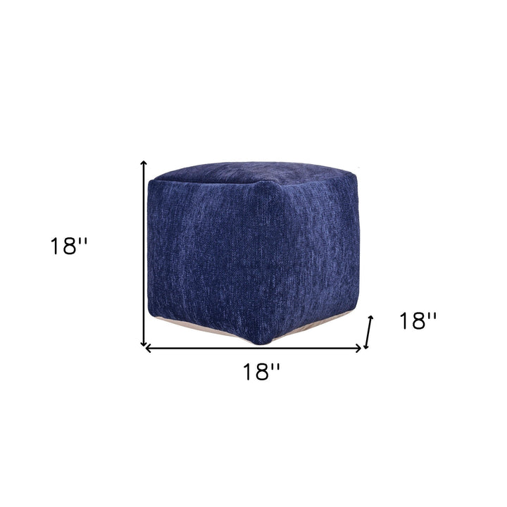 18" Gray Chenille Cube Pouf Ottoman Image 11