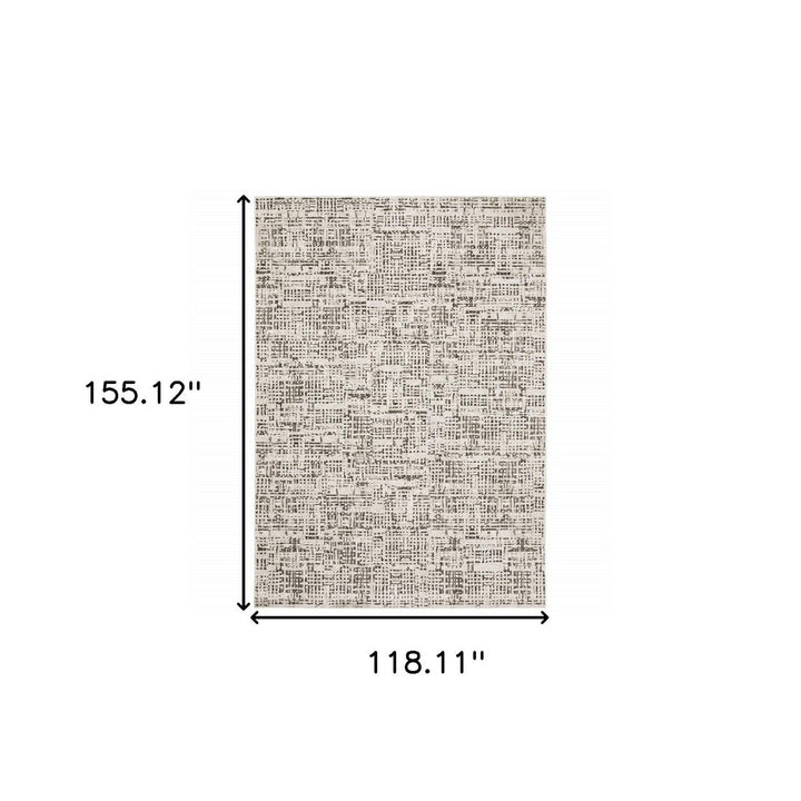 10 X 13 Ivory Grey Charcoal Brown And Beige Abstract Power Loom Stain Resistant Area Rug Image 11