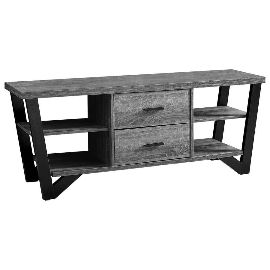 16" Black and Gray Open Shelving TV Stand Image 1