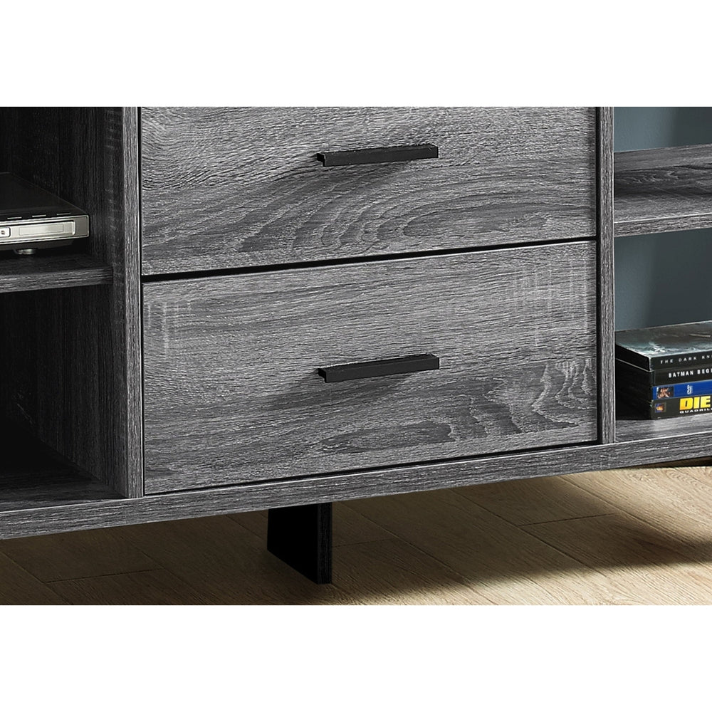 16" Black and Gray Open Shelving TV Stand Image 2