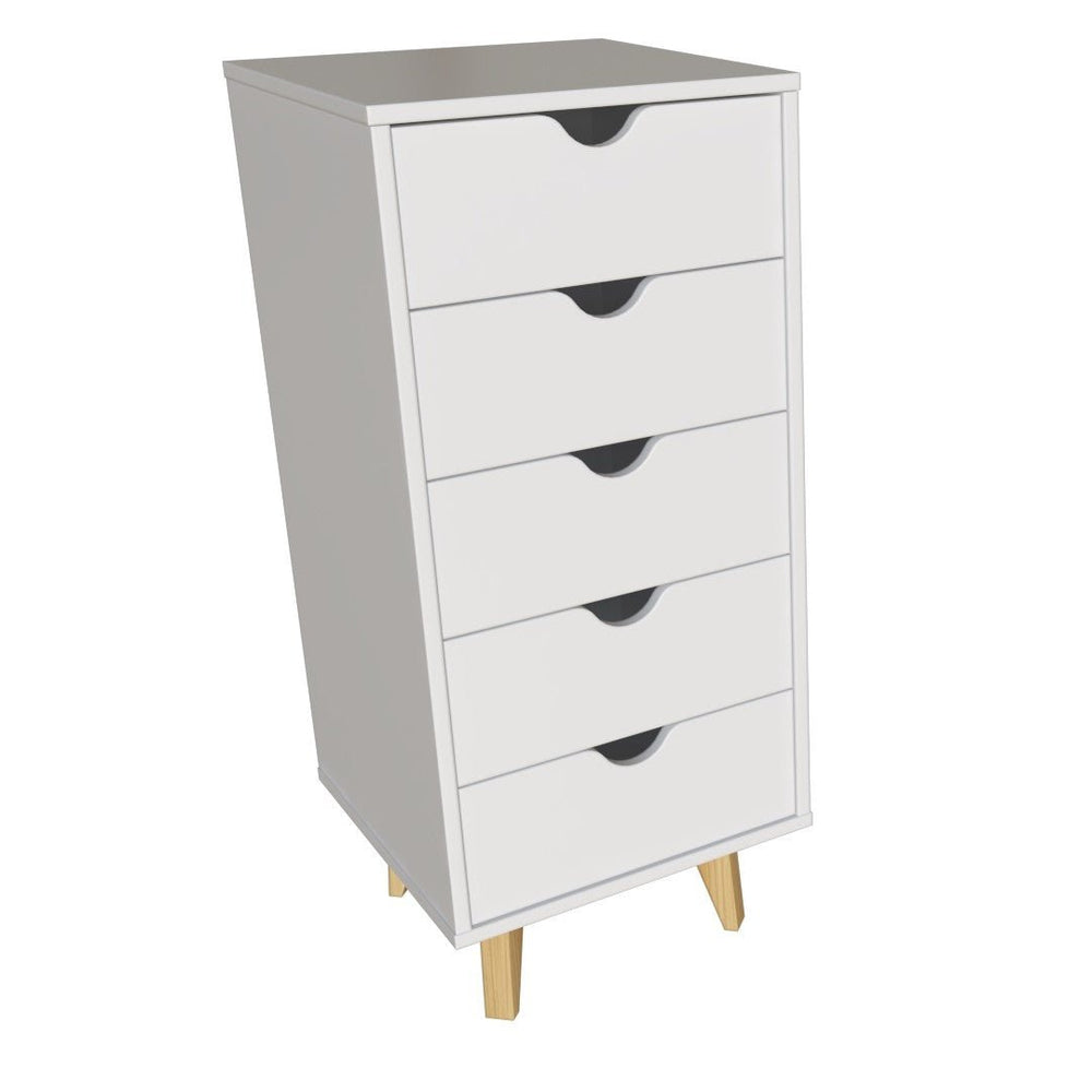 16" White Solid Wood Five Drawer Lingerie Chest Image 2