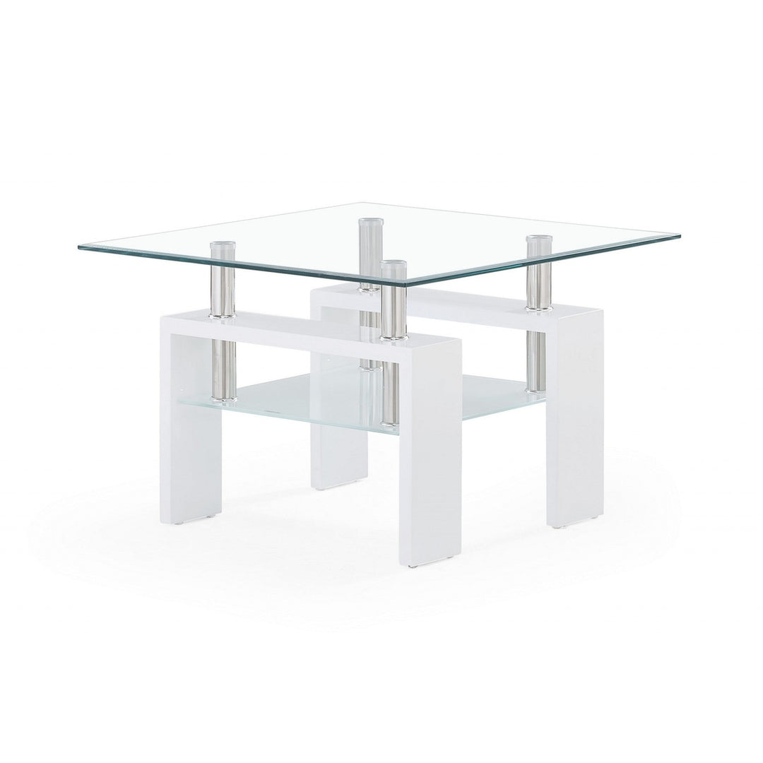 18" White And Clear Glass End Table Image 4