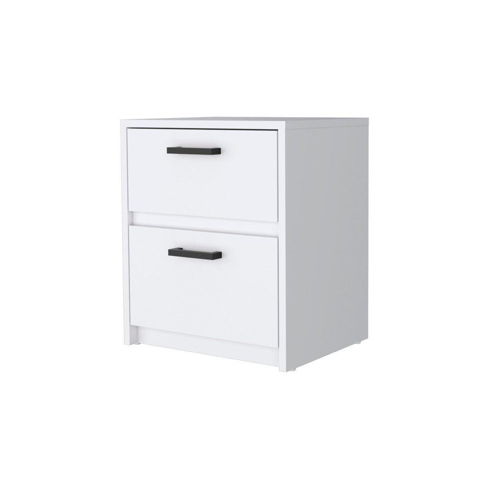 19" White Two Drawer Nightstand With Integrated Tech Image 2