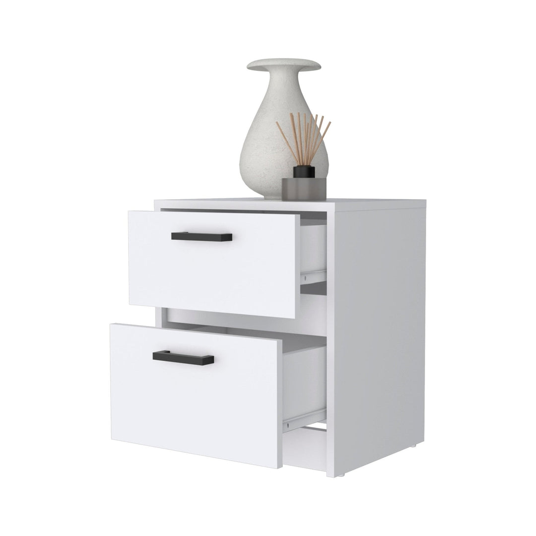 19" White Two Drawer Nightstand With Integrated Tech Image 3