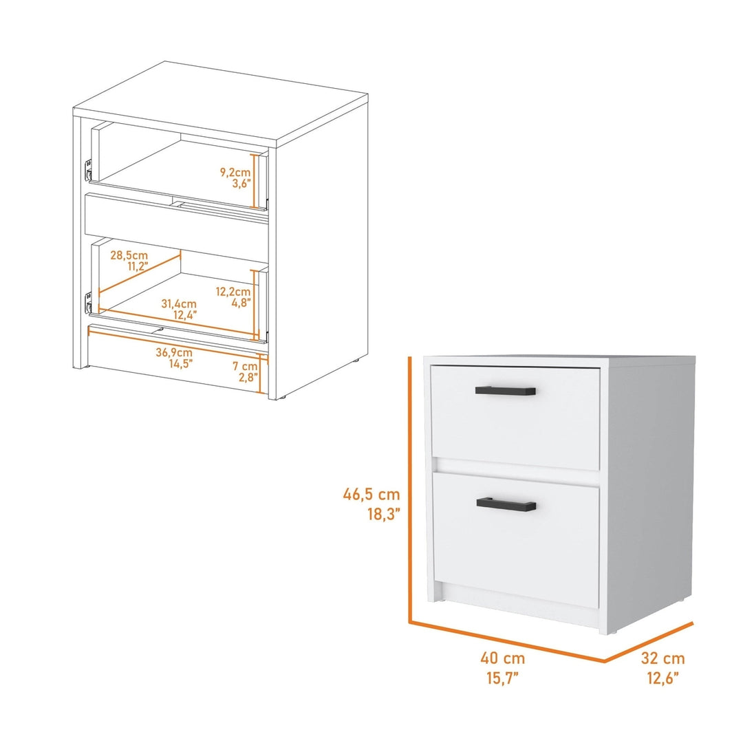 19" White Two Drawer Nightstand With Integrated Tech Image 4