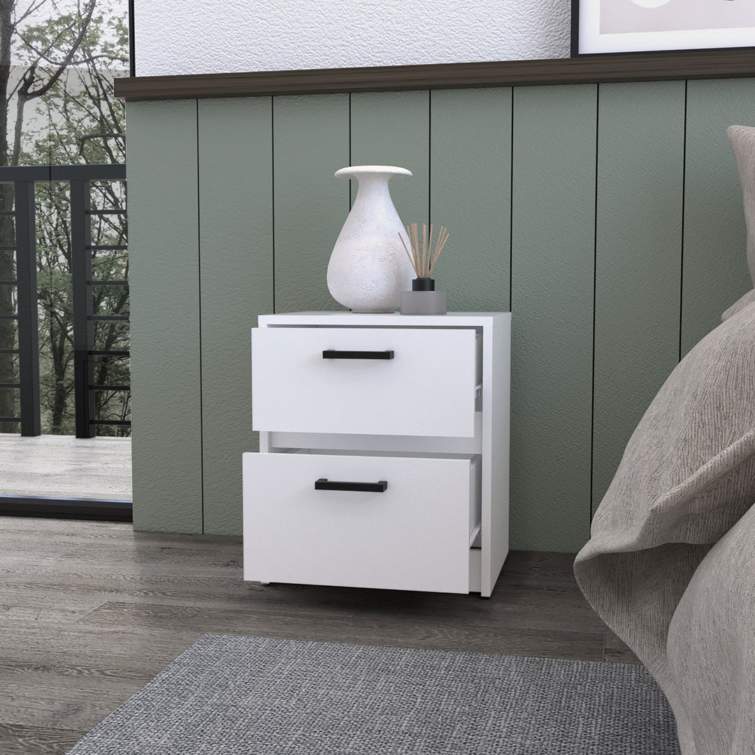 19" White Two Drawer Nightstand With Integrated Tech Image 5