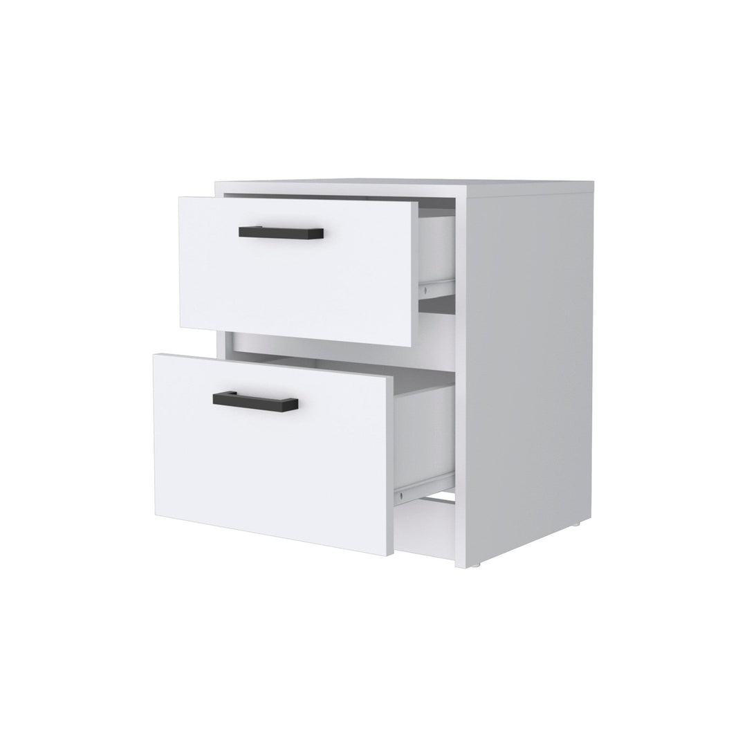 19" White Two Drawer Nightstand With Integrated Tech Image 6