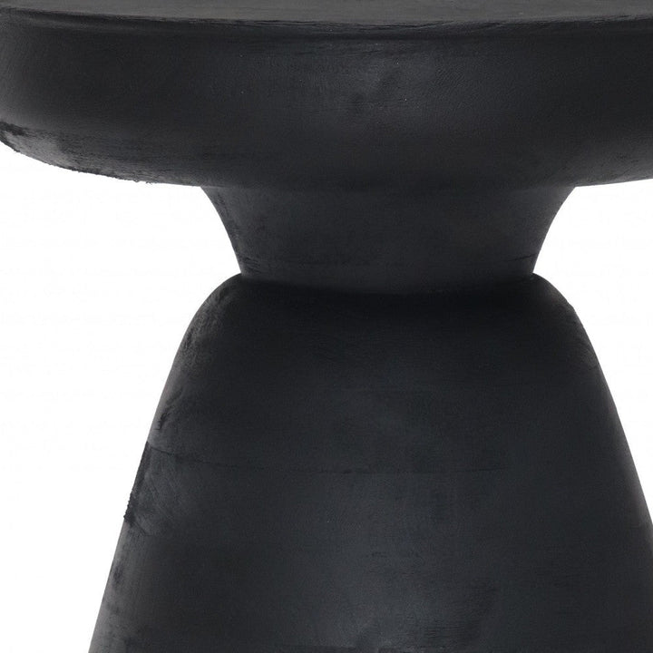 18" Black Solid Wood Round End Table Image 3