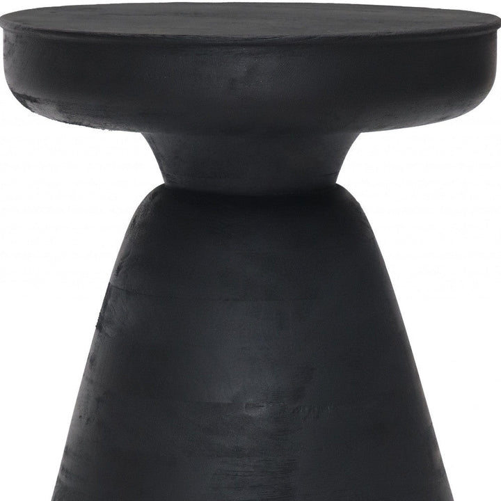 18" Black Solid Wood Round End Table Image 4