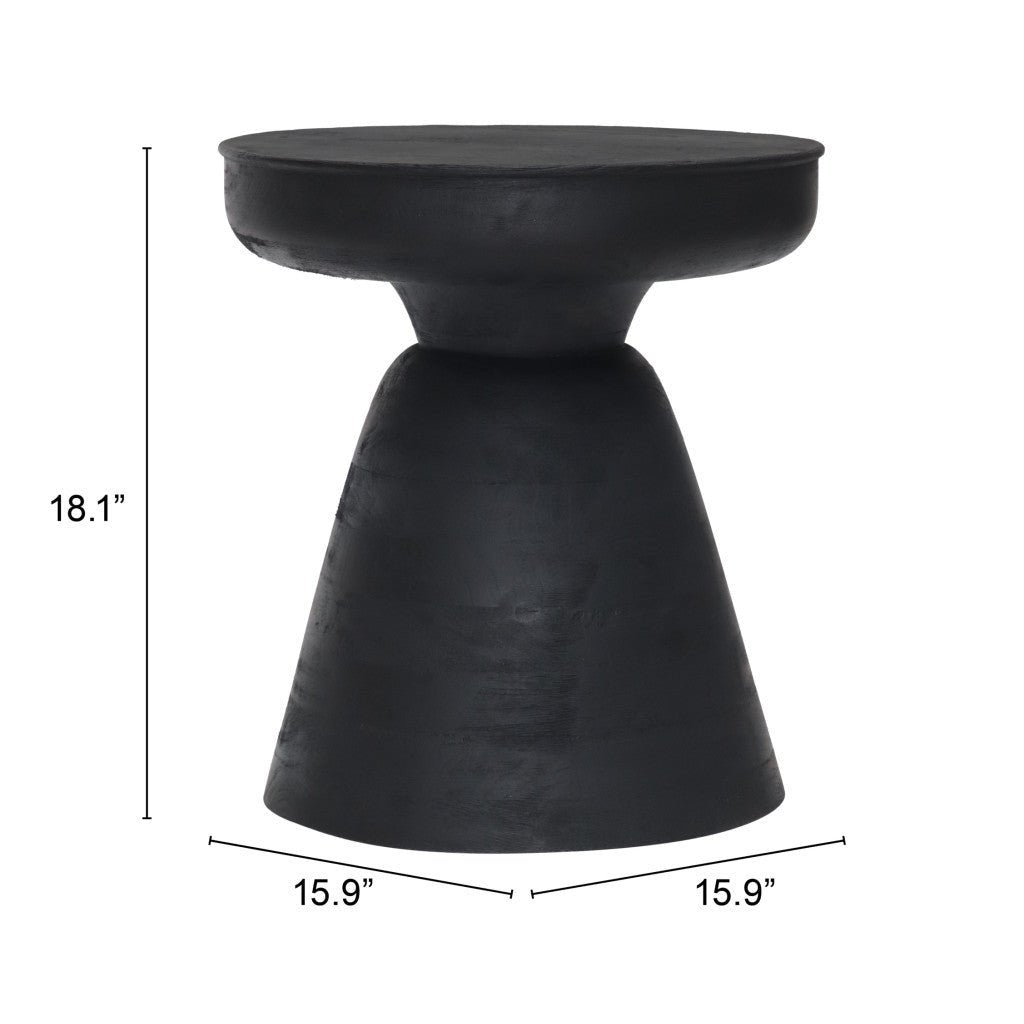 18" Black Solid Wood Round End Table Image 8