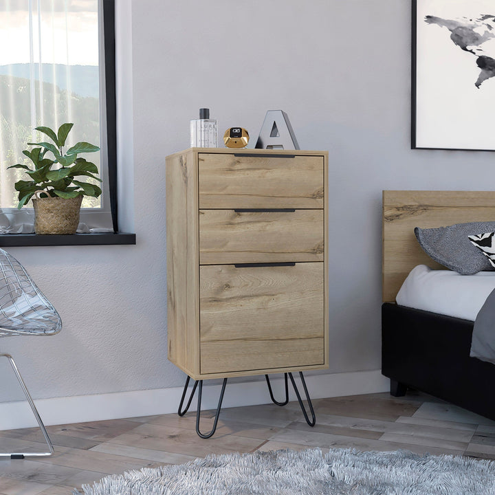 18" Brown And Black Three Drawer Chest Image 2