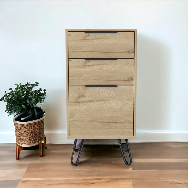 18" Brown And Black Three Drawer Chest Image 8