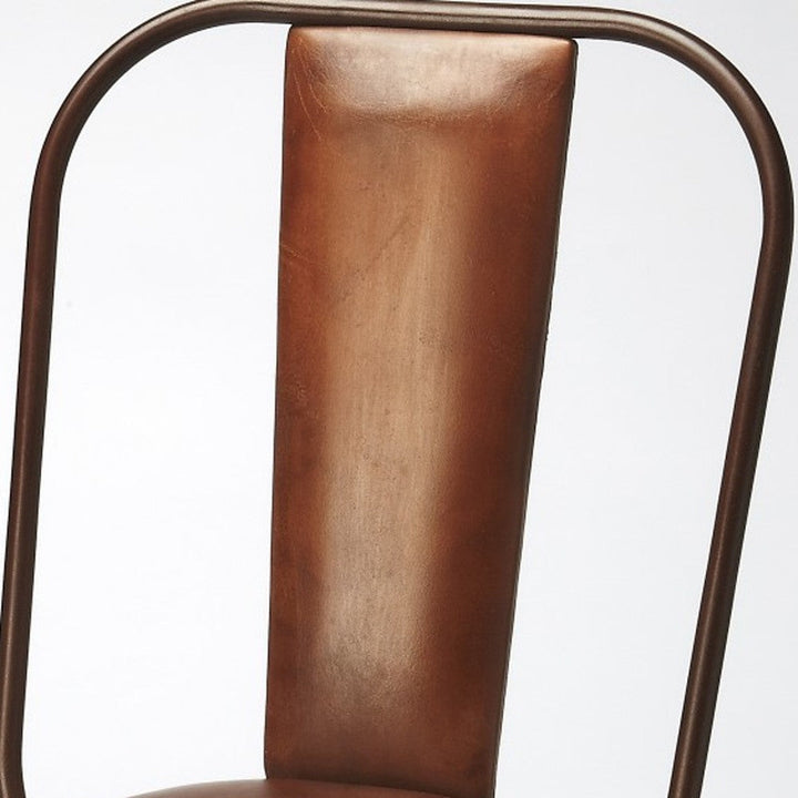 18" Brown Faux Leather Side Chair Image 4