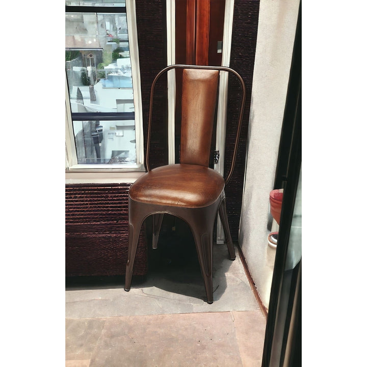 18" Brown Faux Leather Side Chair Image 5