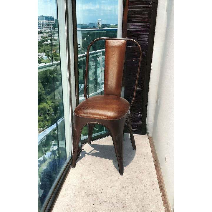 18" Brown Faux Leather Side Chair Image 6