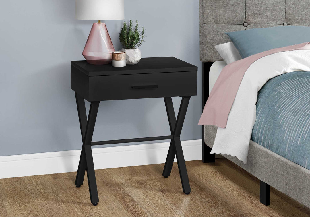 22" Black End Table With Drawer Image 2