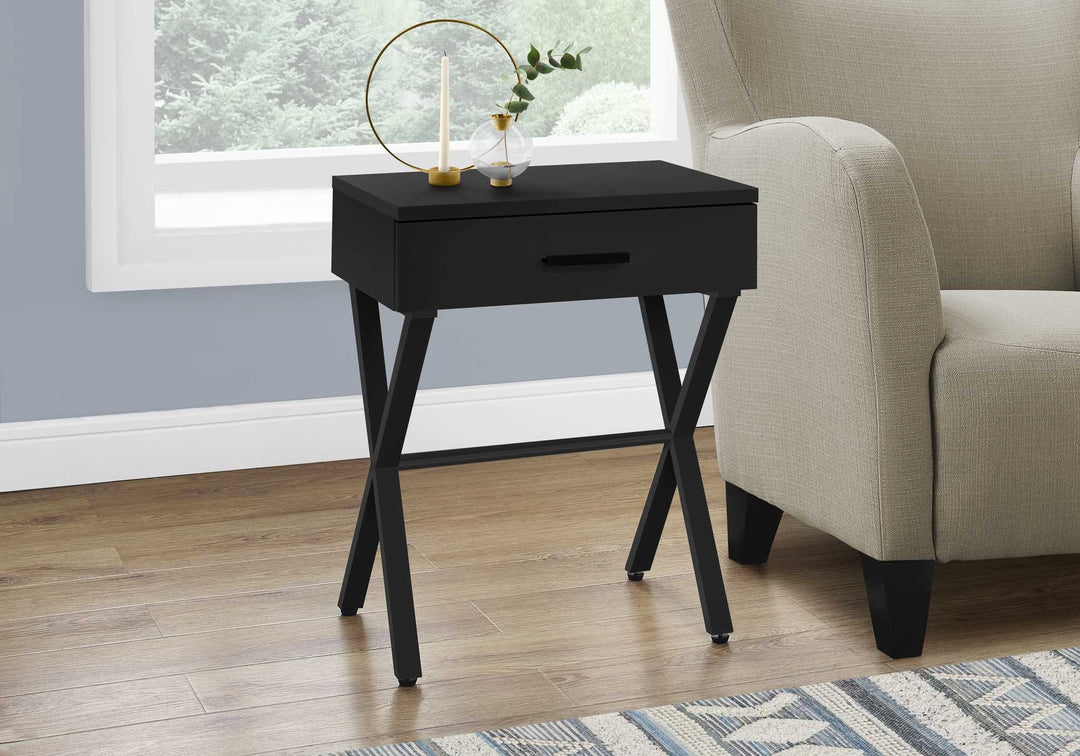 22" Black End Table With Drawer Image 3