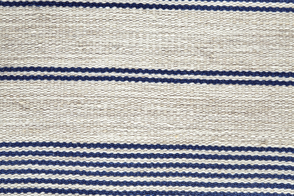 2 X 3 Blue And Ivory Striped Dhurrie Hand Woven Stain Resistant Area Rug Image 6