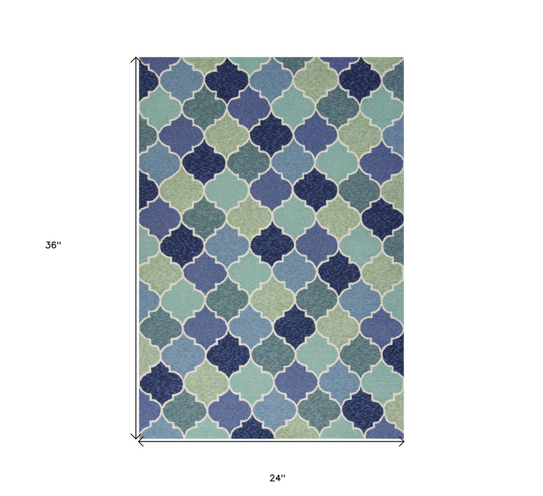 2 x 3 Blue Quatrefoil Hand Tufted Area Rug Image 8