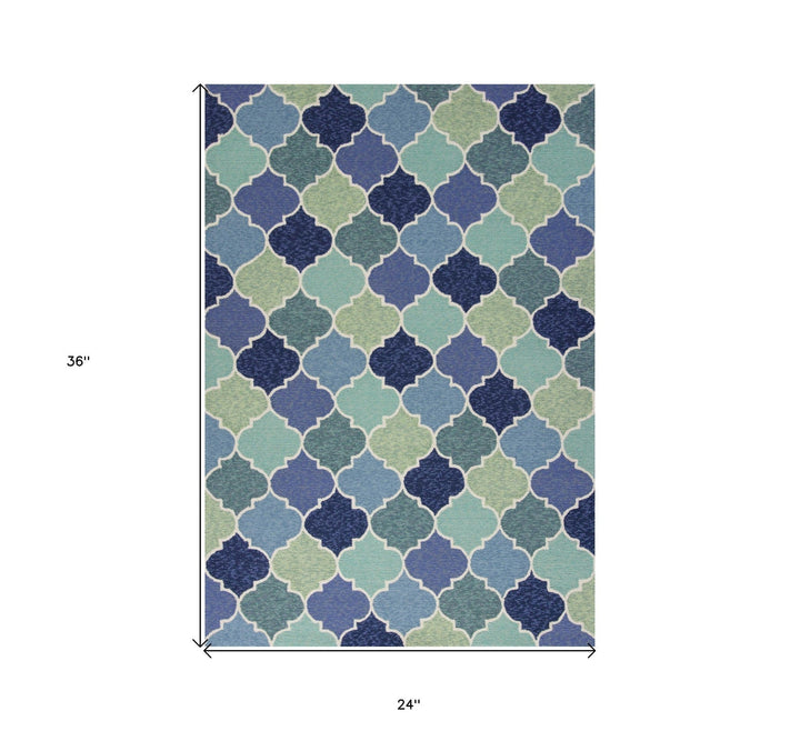 2 x 3 Blue Quatrefoil Hand Tufted Area Rug Image 8