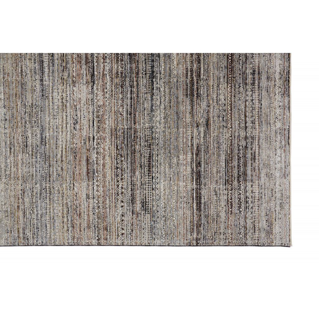 2 X 3 Ivory Gray And Black Abstract Distressed Area Rug With Fringe Image 12