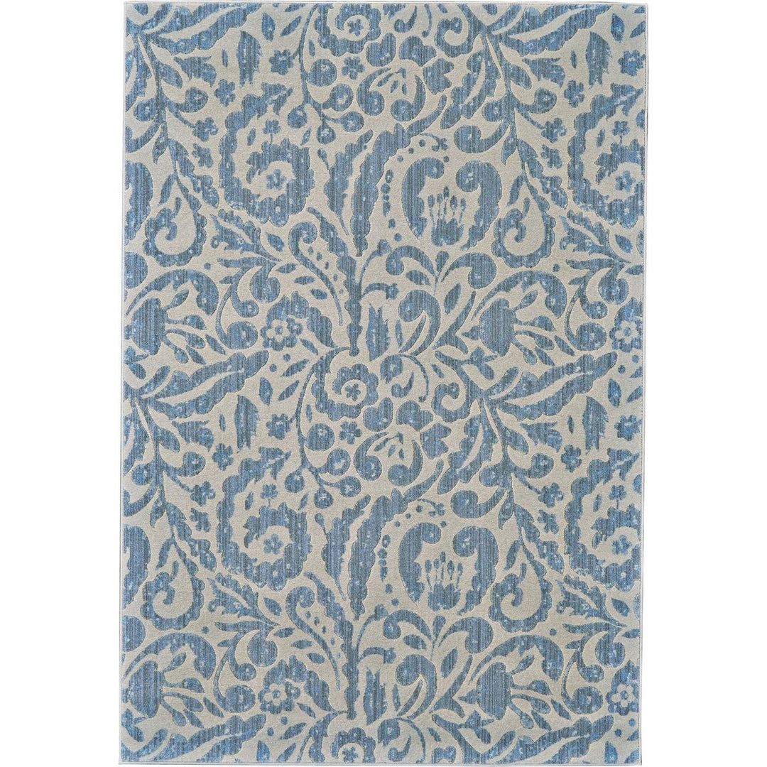 2 X 4 Blue Ivory And Tan Floral Distressed Stain Resistant Area Rug Image 10