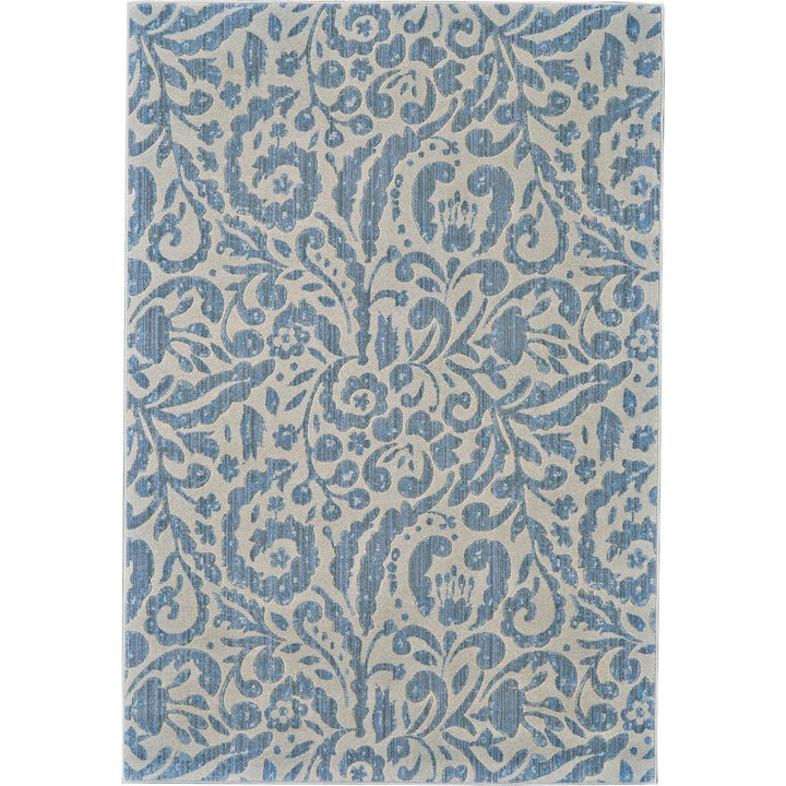 2 X 4 Blue Ivory And Tan Floral Distressed Stain Resistant Area Rug Image 10