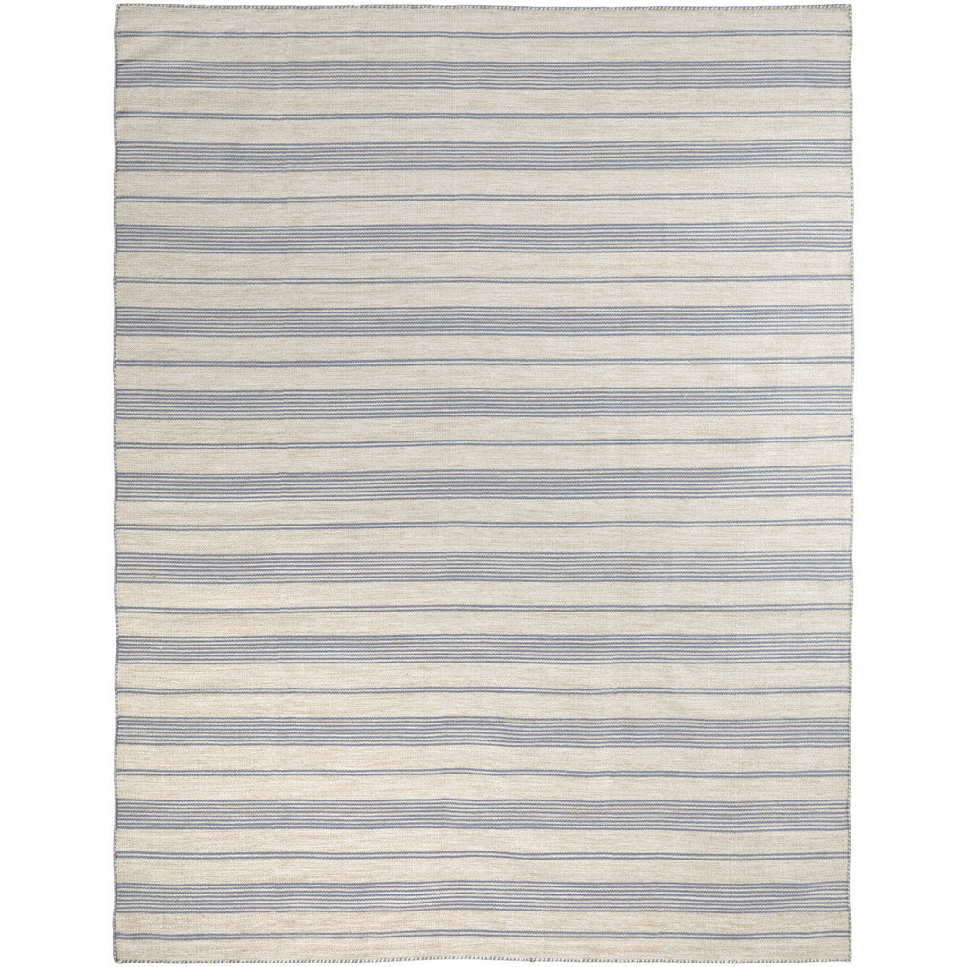 2 X 3 Blue Ivory And Tan Striped Dhurrie Hand Woven Stain Resistant Area Rug Image 1