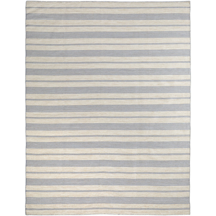 2 X 3 Blue Ivory And Tan Striped Dhurrie Hand Woven Stain Resistant Area Rug Image 1