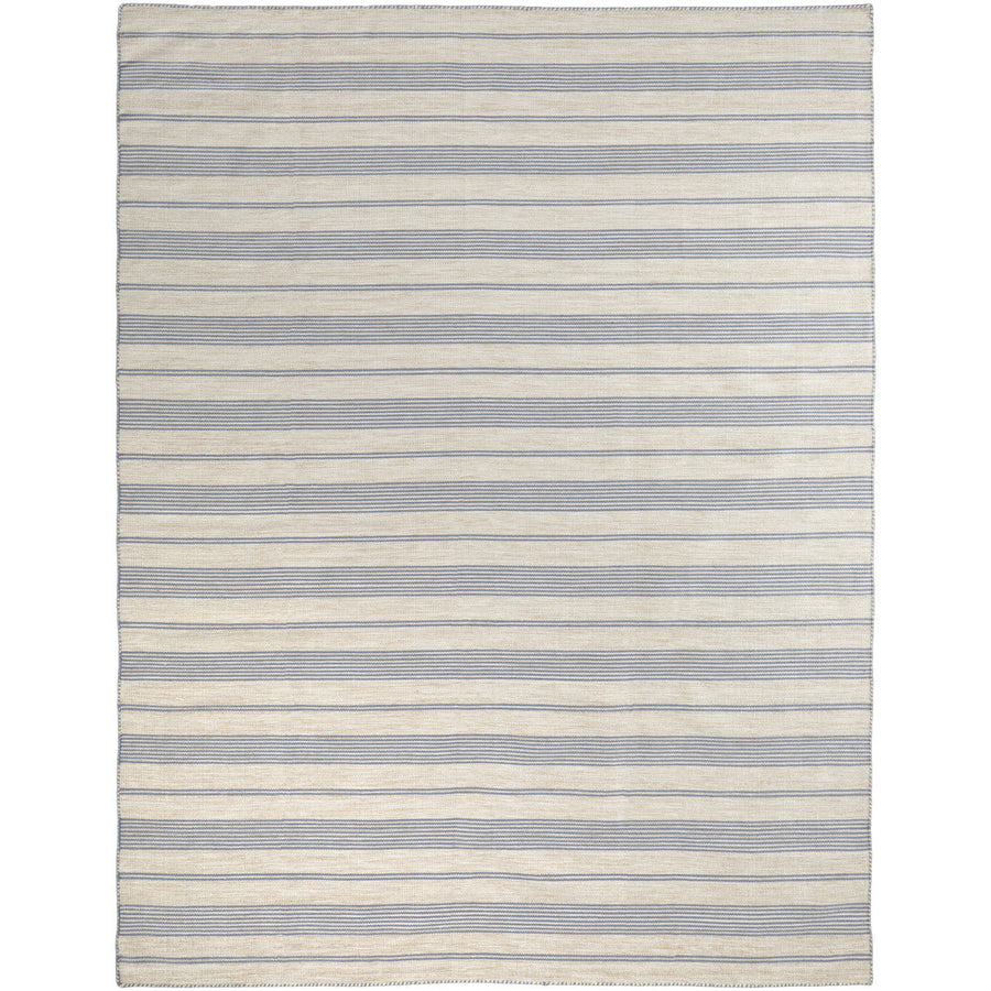 2 X 3 Blue Ivory And Tan Striped Dhurrie Hand Woven Stain Resistant Area Rug Image 1