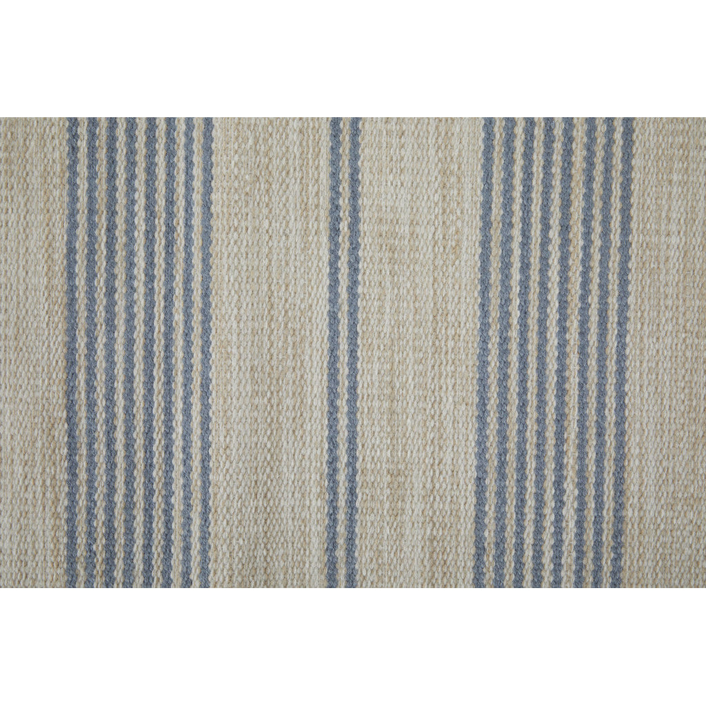 2 X 3 Blue Ivory And Tan Striped Dhurrie Hand Woven Stain Resistant Area Rug Image 7