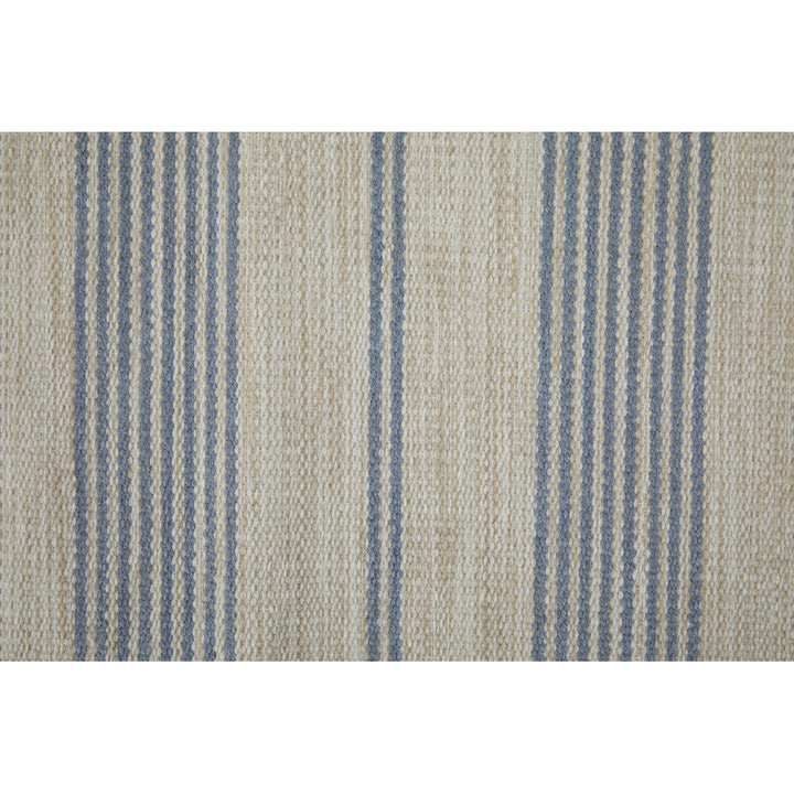 2 X 3 Blue Ivory And Tan Striped Dhurrie Hand Woven Stain Resistant Area Rug Image 7