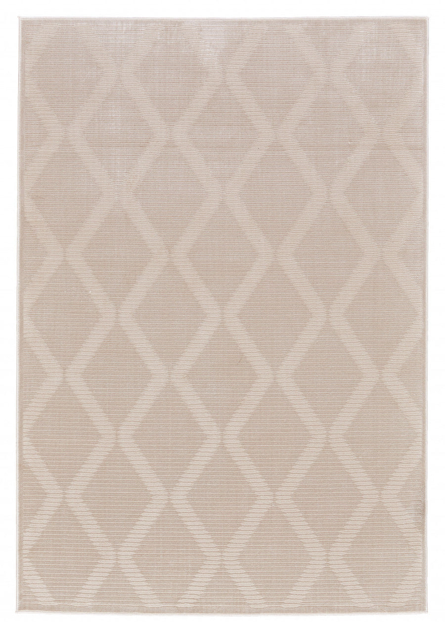 2 X 3 Ivory And Tan Geometric Stain Resistant Area Rug Image 1